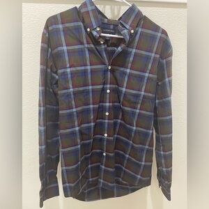 Land’s End No Iron Twill men’s medium plaid button shirt